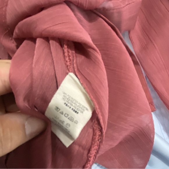 Free People Sheer Ruffle Tuxedo Button Down Shirt SZ M Medium - Picture 5 of 6